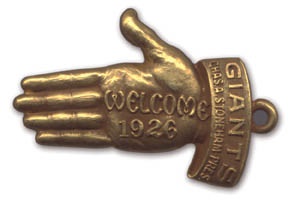 - 1926 Kenesaw Mountain Landis New York Giants Gold Pass (1.5x.75")