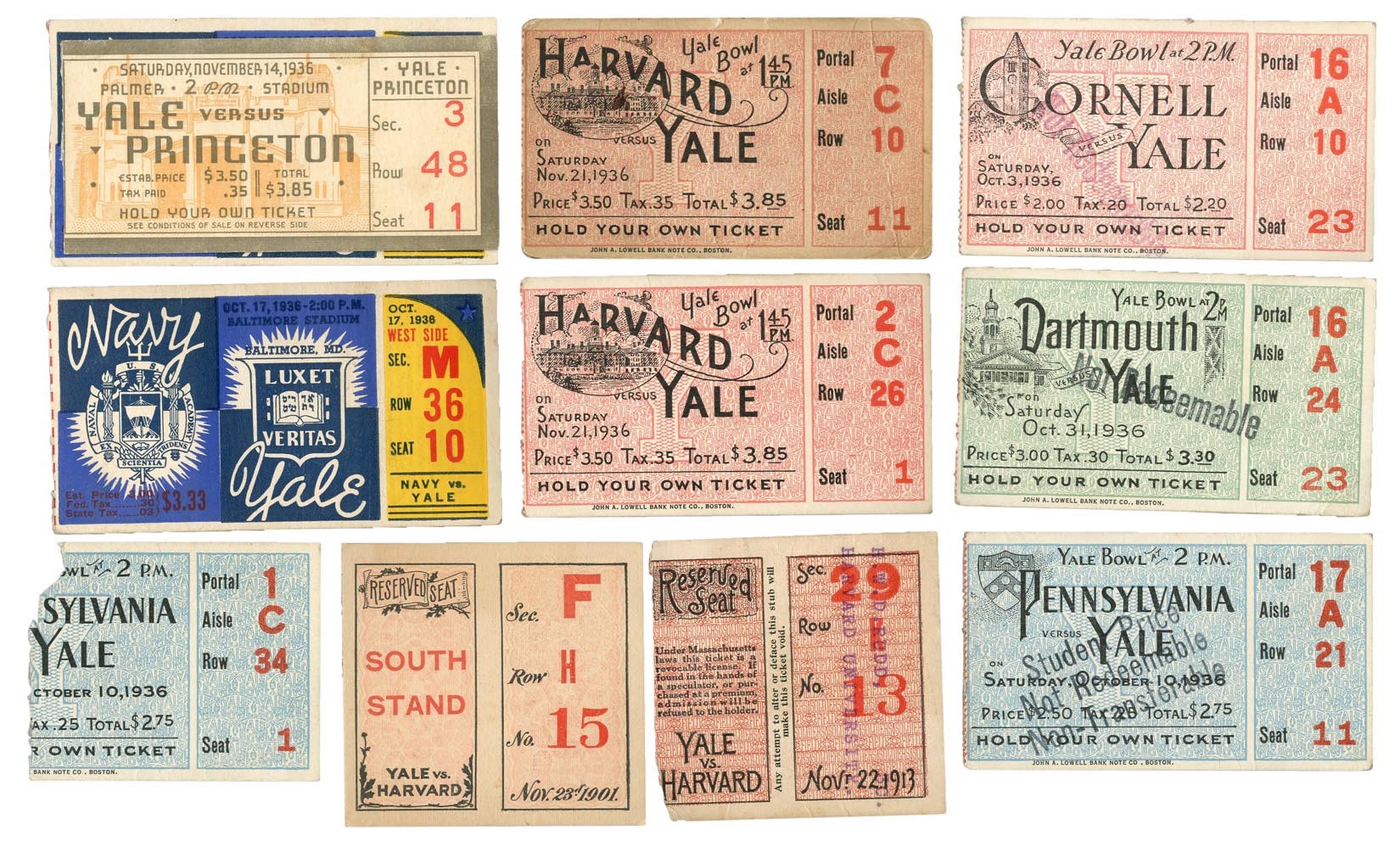 Football - 1900s-1930s Ivy League Football Ticket Collection (11)