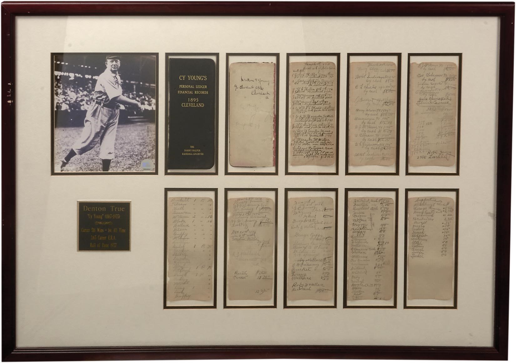 Baseball Autographs - 1895 Denton "Cy" Young Dual-Signed Financial Ledger (ex-Barry Halper, PSA)
