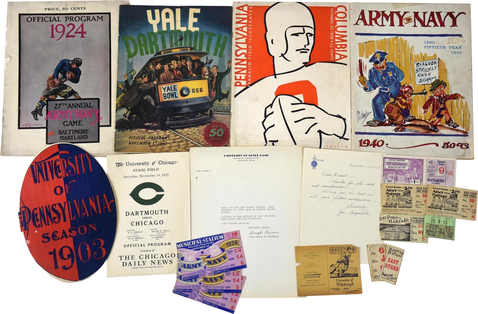 Football - 1890s-1940s College Football Program & Ticket Collection (15+)