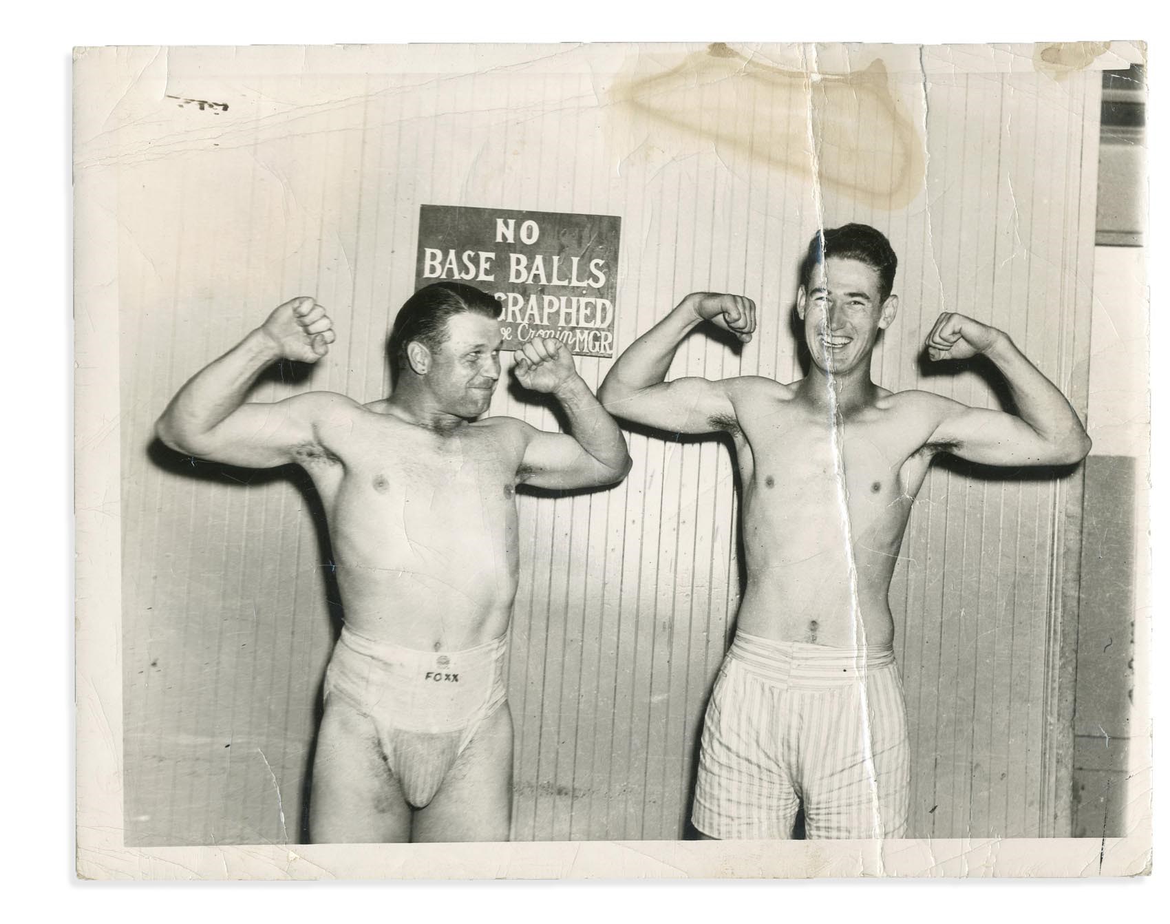 Baseball Photographs - Circa 1939 Ted Williams and Jimmy Foxx "Jock Strap" Type 1 Photograph