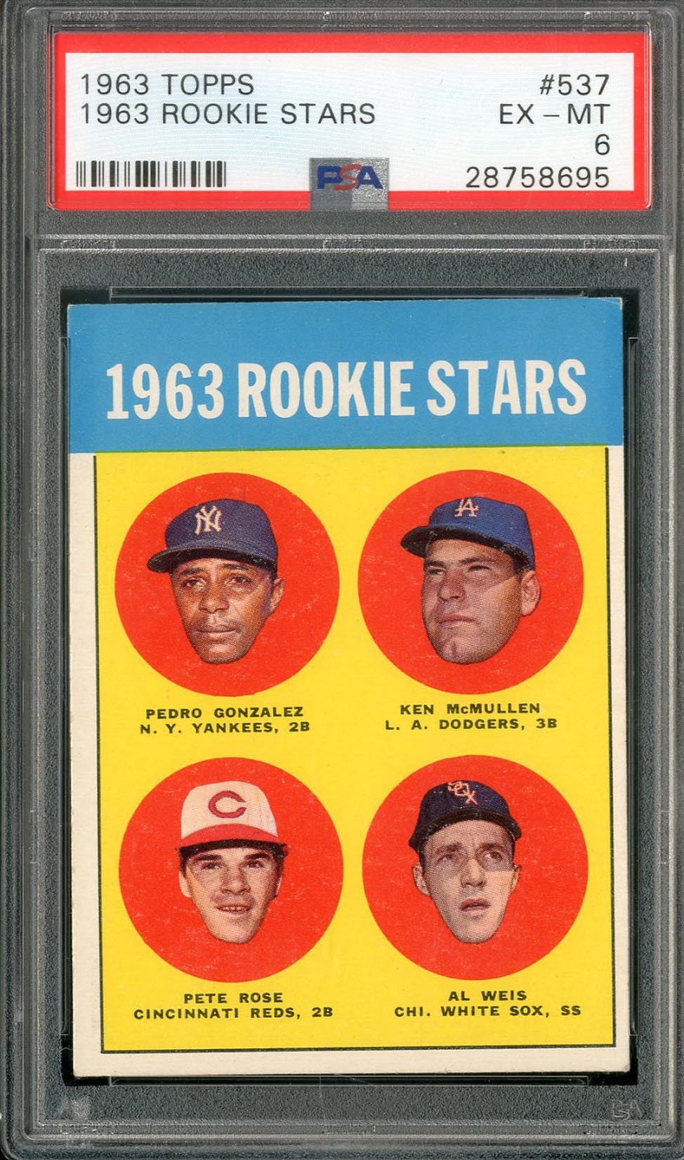 Baseball and Trading Cards - 1963 Topps #537 Pete Rose RC - PSA EX-MT 6