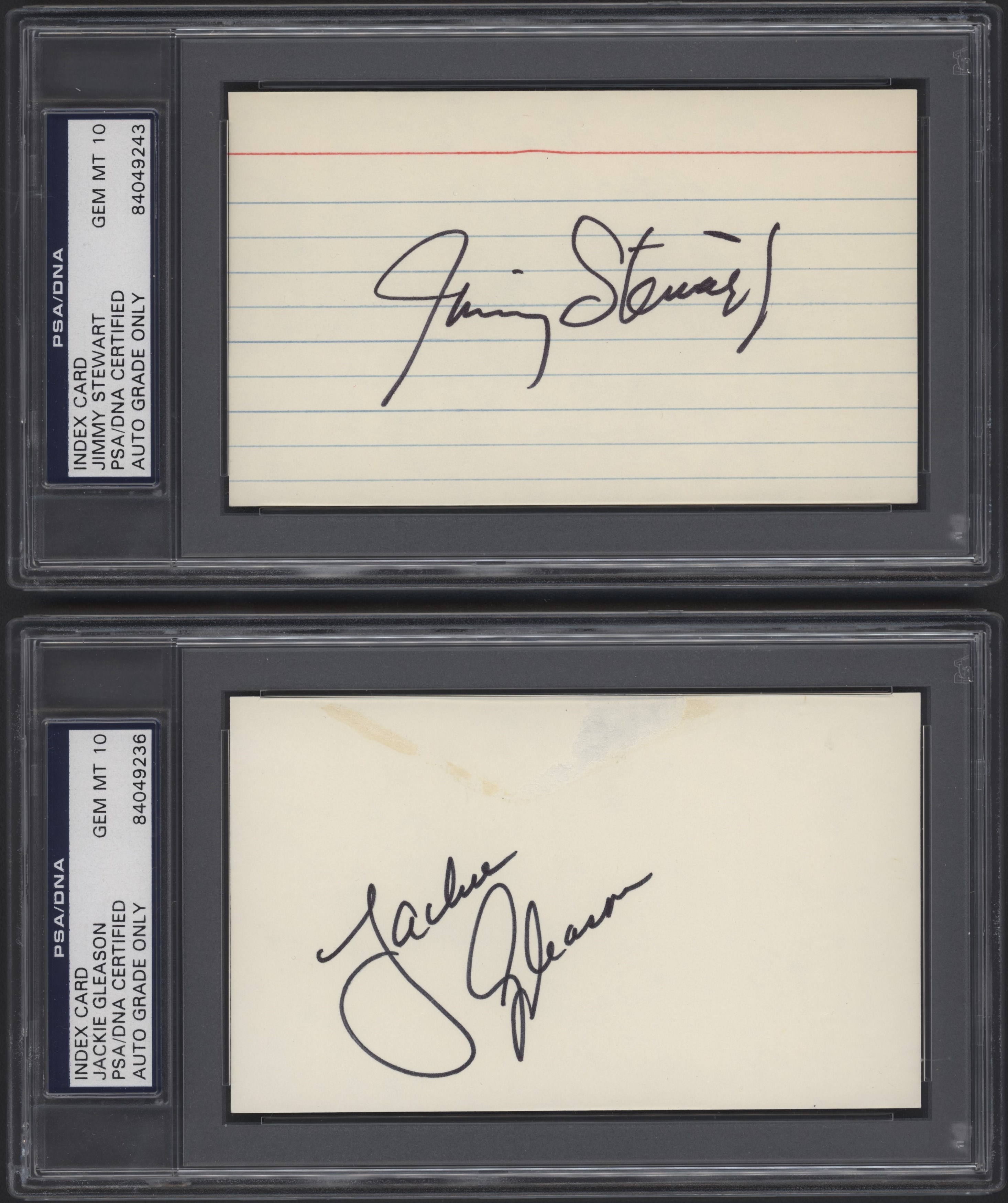 - Jackie Gleason & Jimmy Stewart PSA 10 Autographs (2)