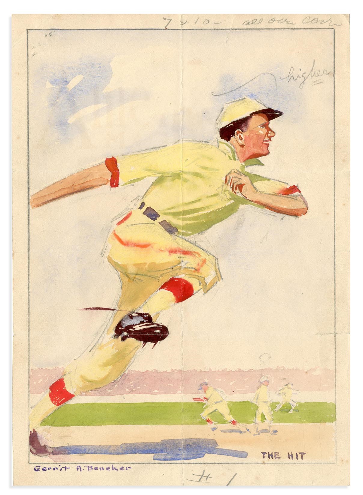 - June 1911 Baseball Magazine "Addie Joss" Cover Art Study by Gerrit Beneker (1882-1934)