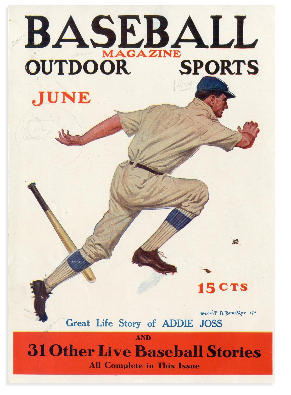The Baseball Magazine Original Art - Unknown June 1911 Baseball Magazine Unpublished Proof Cover