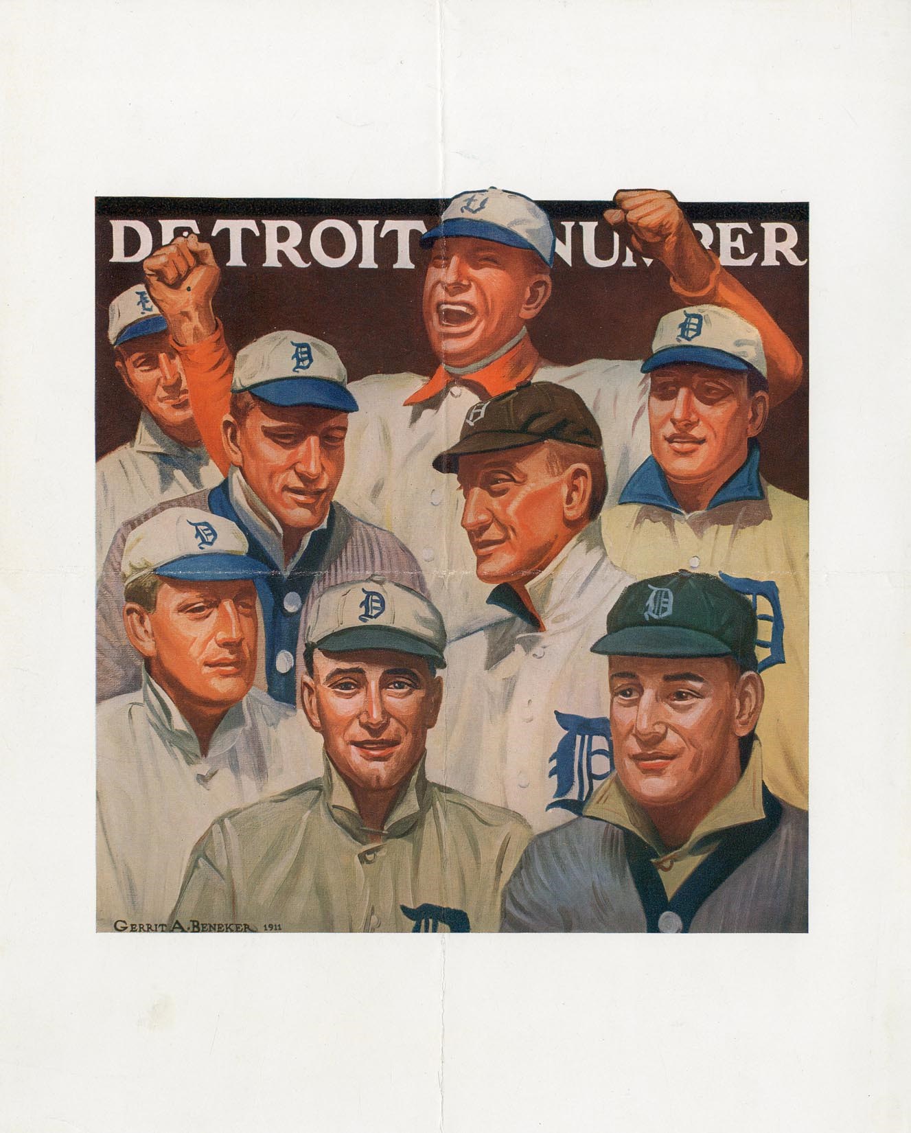 The Baseball Magazine Original Art - 1910s "Detroit Number" w/Ty Cobb Baseball Magazine Unpublished Proof Cover