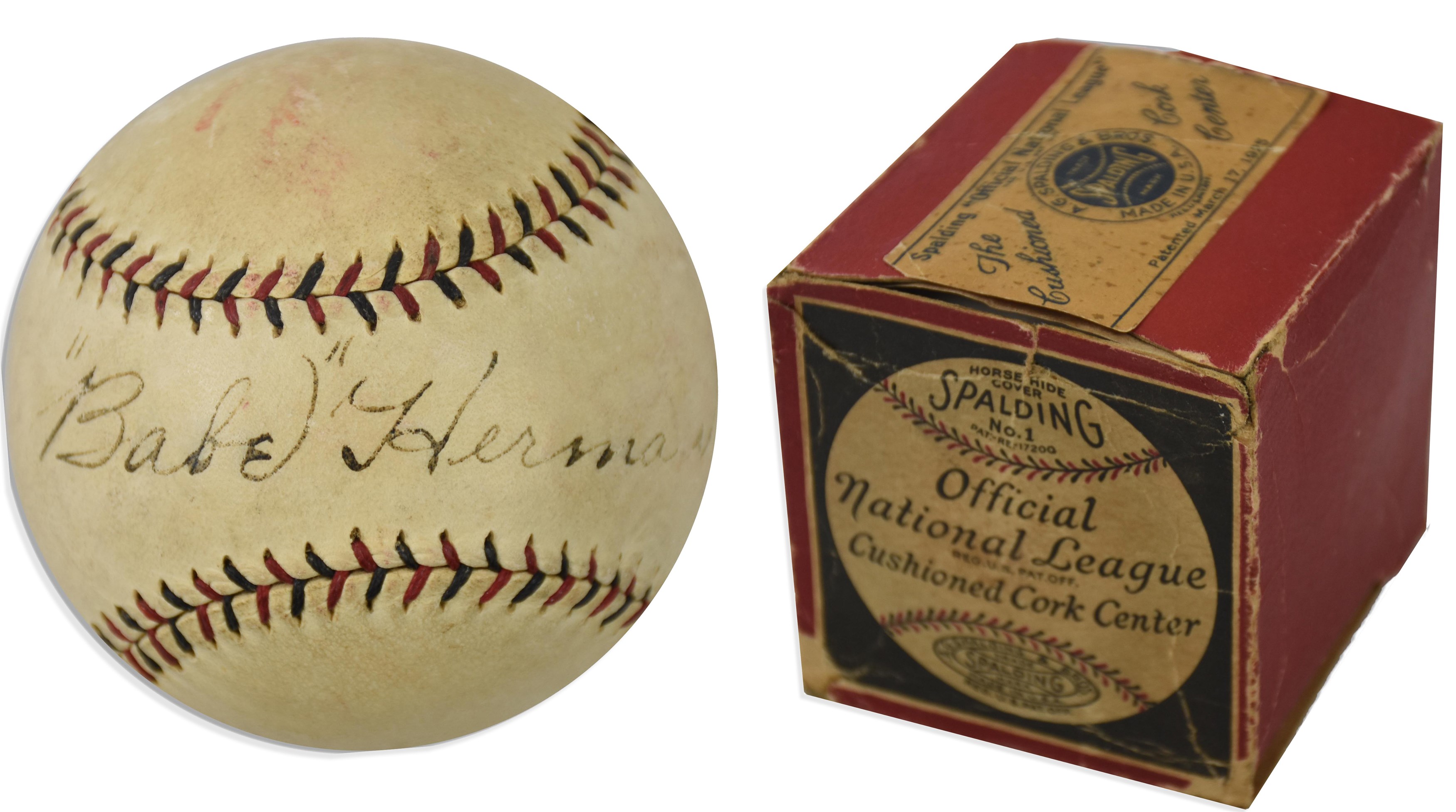 - Circa 1930 Babe Herman Vintage Single-Signed Baseball in Original ONL Box (PSA)