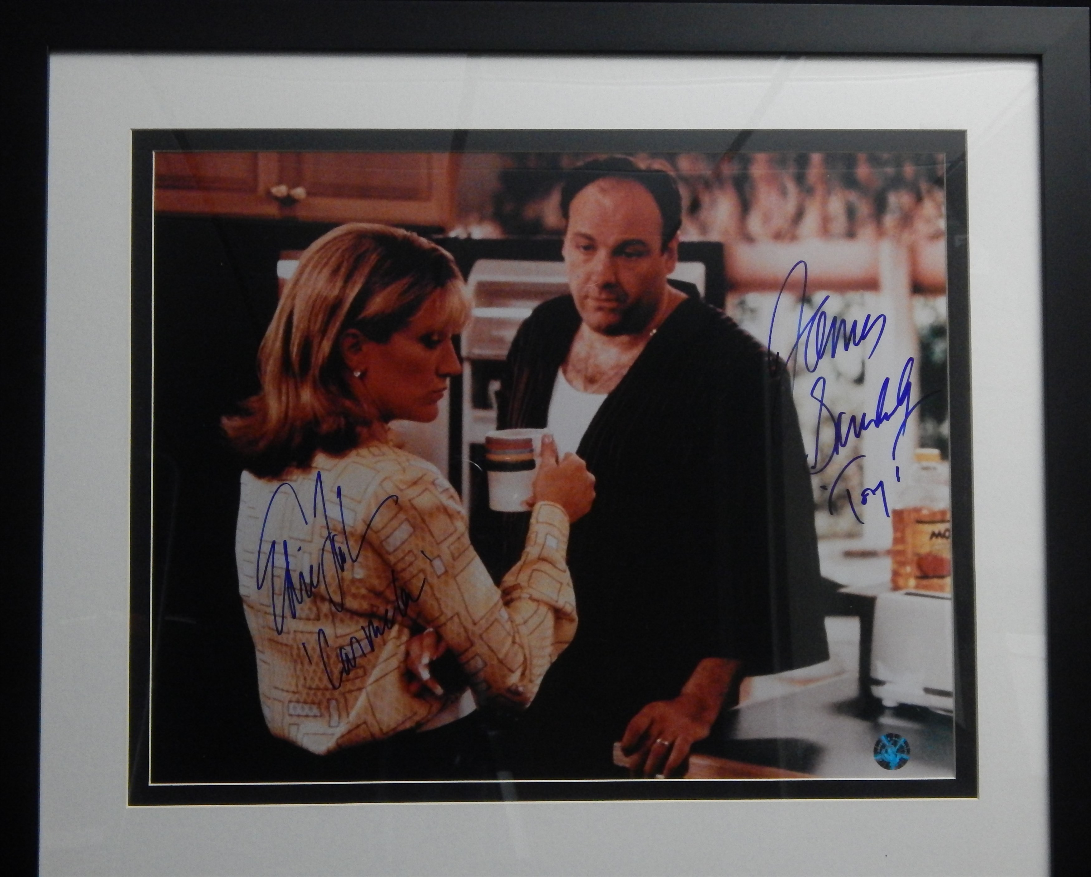 Pop Culture Autographs - James Gandolfini and Edie Falco Sopranos Signed Photo