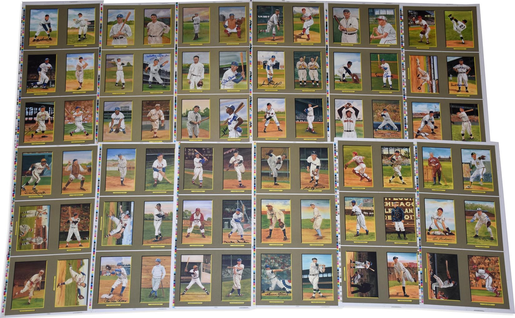 Baseball Autographs - 1985 Perez-Steele "Great Moments" Signed Uncut Sheets (12 sigs)