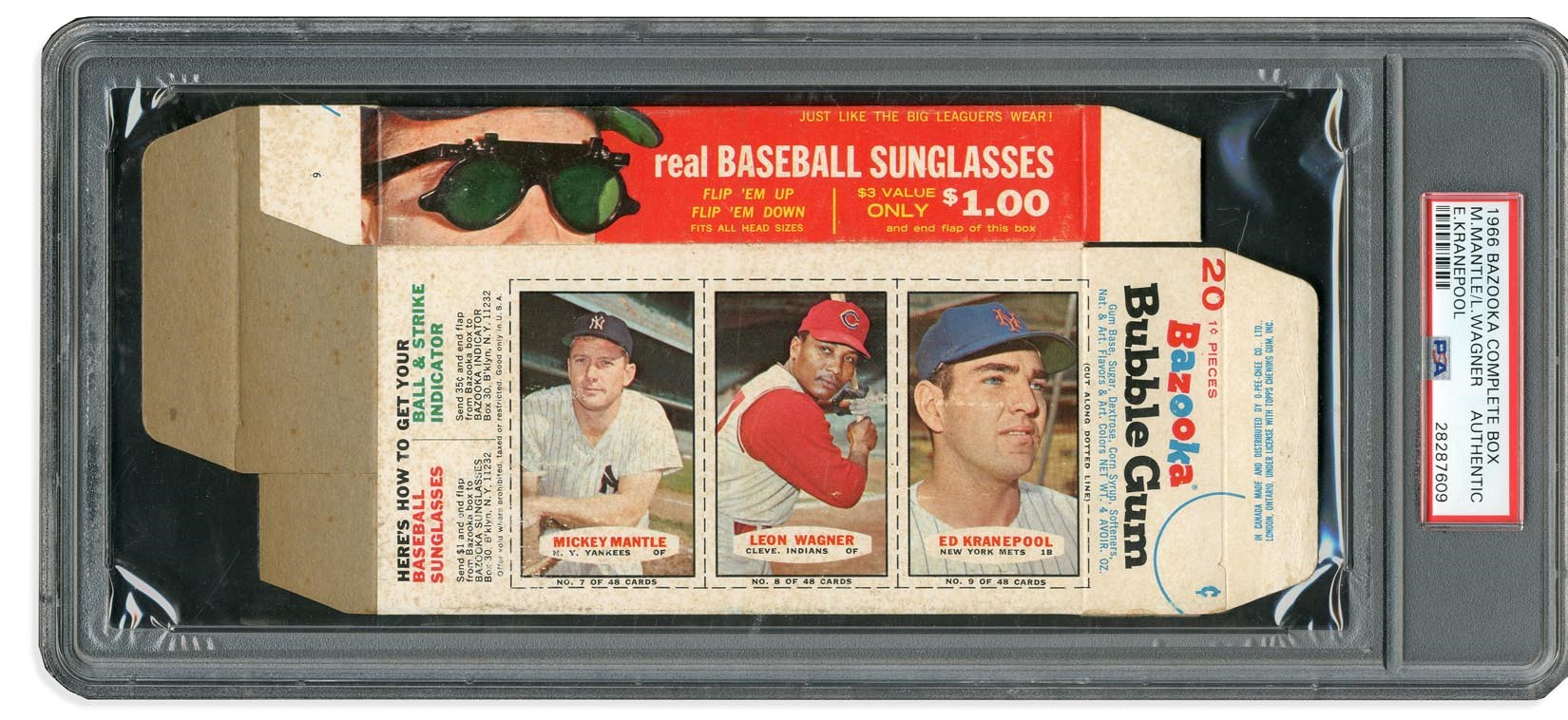 Baseball and Trading Cards - 1966 Bazooka Complete Box with Mantle, Wagner and Kranepool PSA Authentic