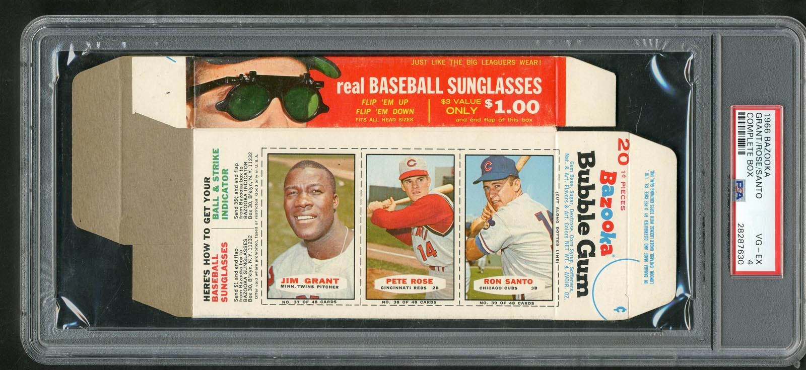 - 1966 Bazooka Complete Box with Grant, Rose, and Santo PSA VG-EX 4