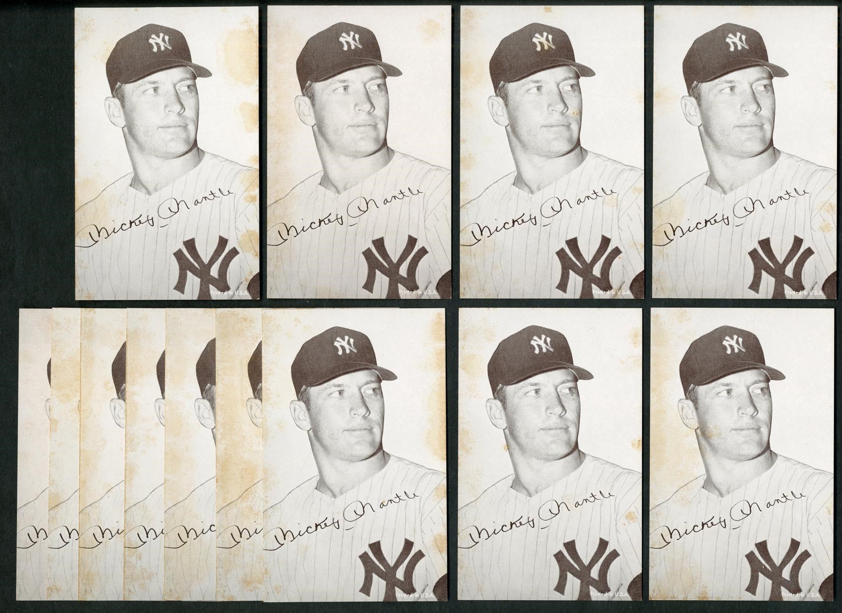 1947-66 Exhibit Mickey Mantle Portrait Lot of 13 Cards