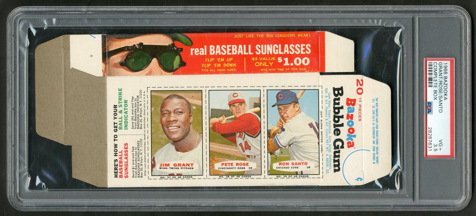 - 1966 Bazooka Complete Box with Grant, Rose, and Santo PSA VG+ 3.5