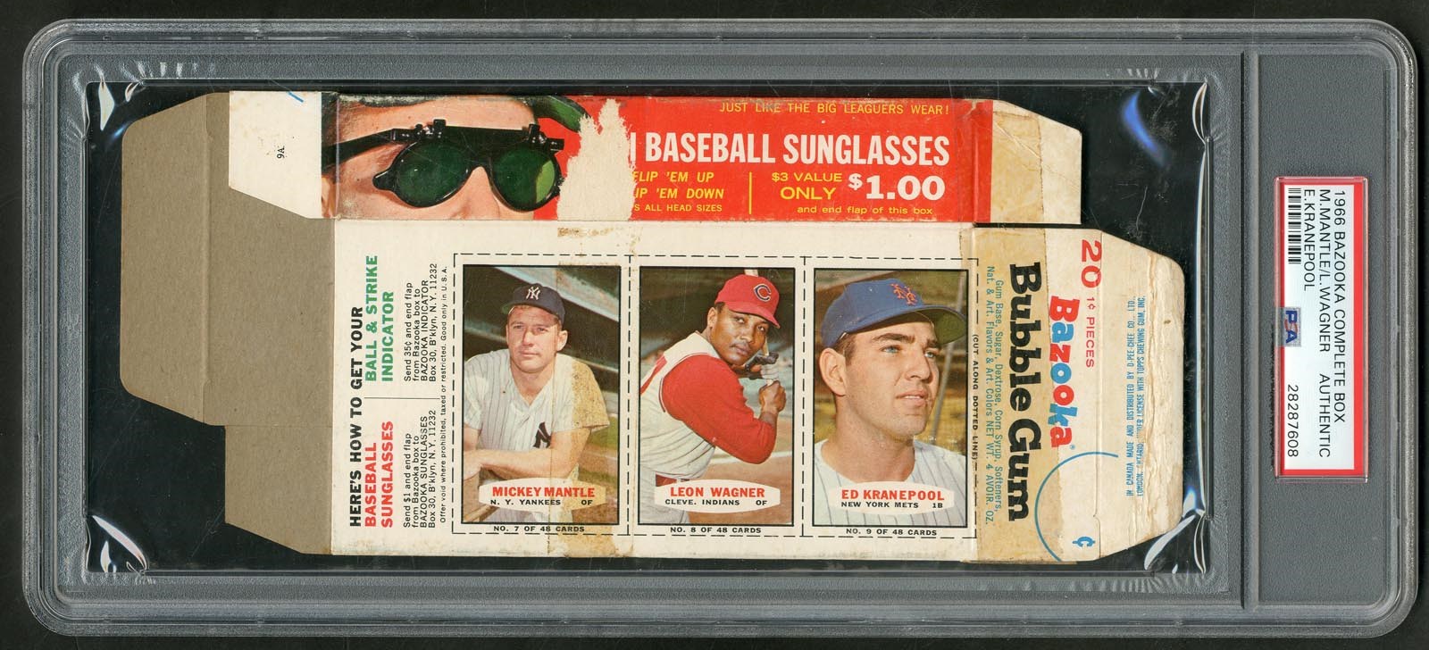 - 1966 Bazooka Complete Box with Mantle, Wagner, and Kranepool PSA  Authentic