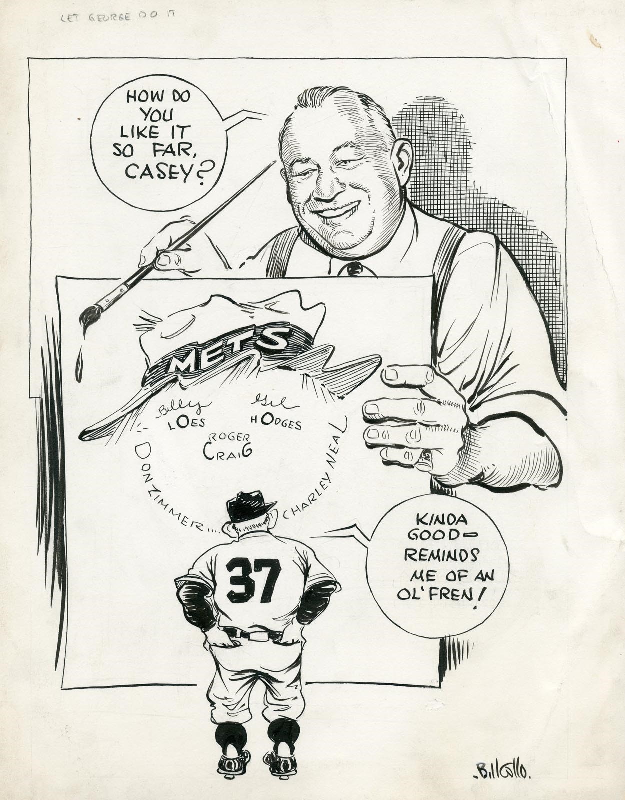 - 1962 NY Mets Adapt the Brooklyn Bum by Bill Gallo - Sporting News Original Art