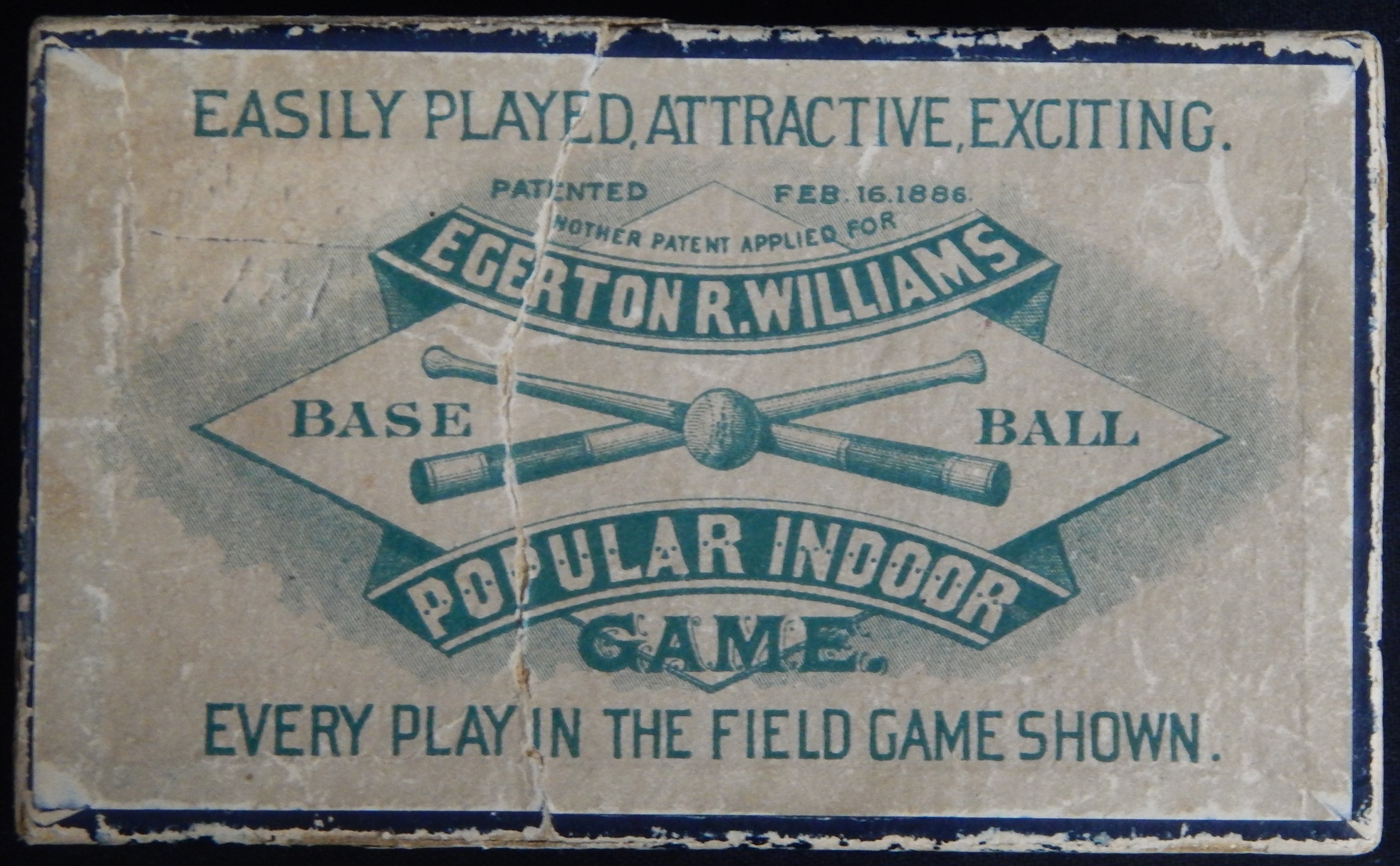 - 1886 Edgerton R. Williams Baseball Card Game Box and Playing Pieces