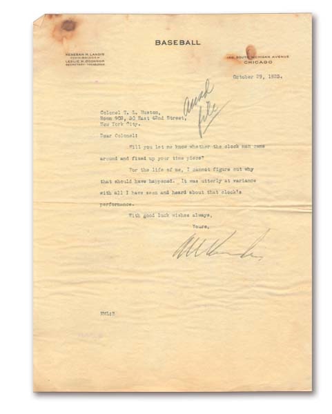 Sports Autographs - 1923 Kenesaw Mountain Landis Letter Collection (6)