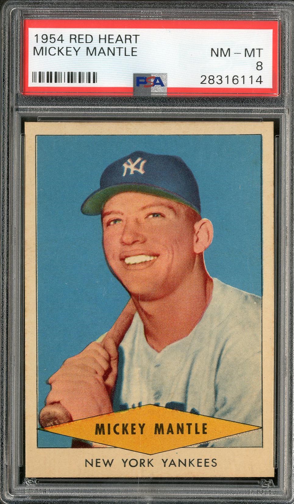 Baseball and Trading Cards - 1954 Red Heart Mickey Mantle - PSA NM-MT 8