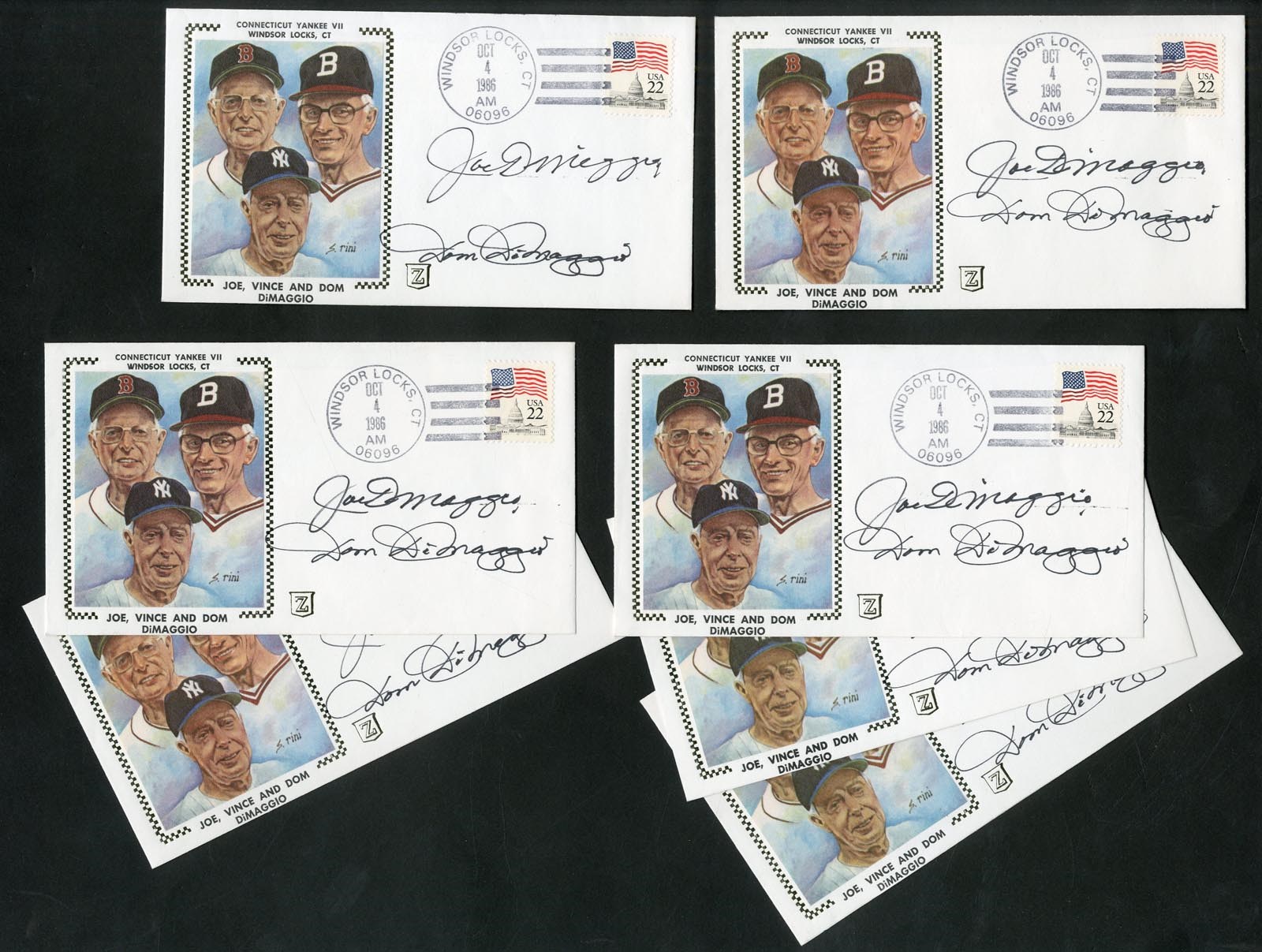 - 1986 Joe & Dom Dimaggio Signed Cachets (7)