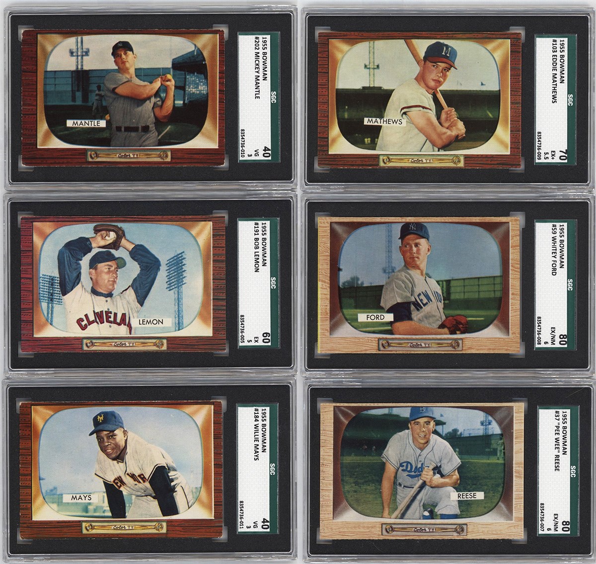 Baseball and Trading Cards - 1955 Bowman Baseball Complete Set w/(7) SGC Graded