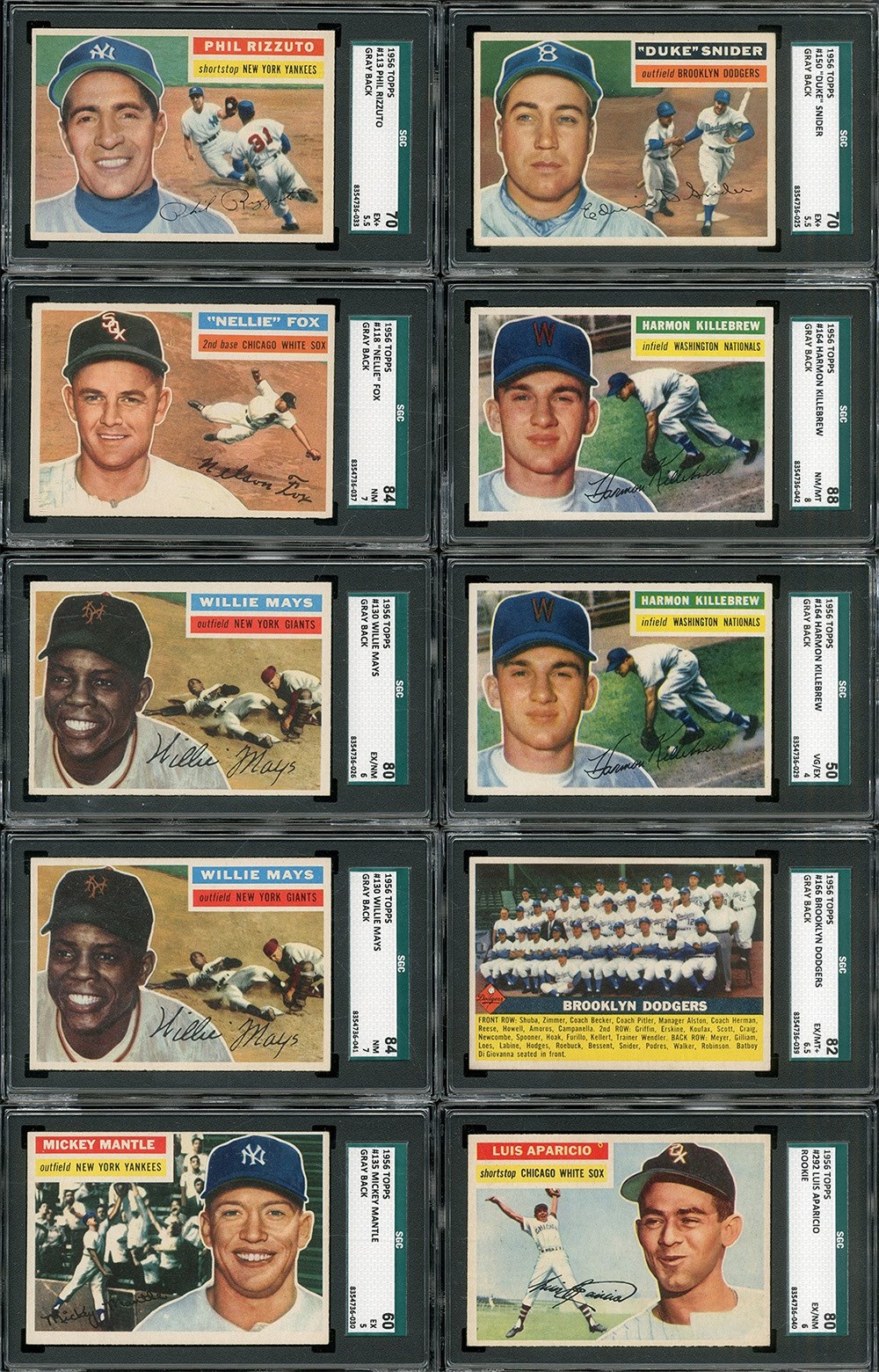 Baseball and Trading Cards - 1956 Topps HIGH GRADE Complete Set w/(18) SGC Graded