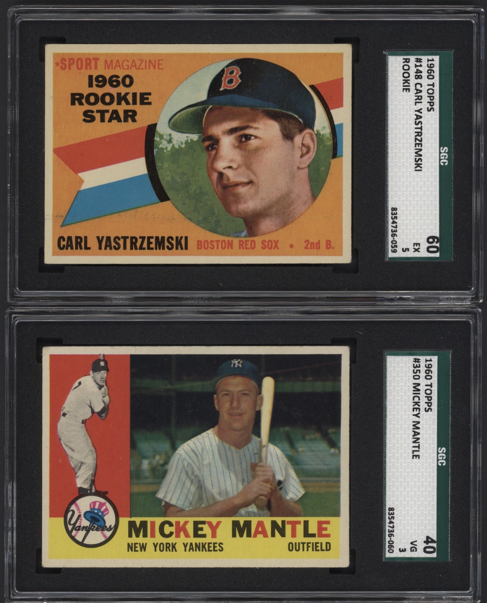 Baseball and Trading Cards - 1960 Topps Baseball Near-Complete Set w/SGC Graded Mantle & Yaz Rookie (557/572)