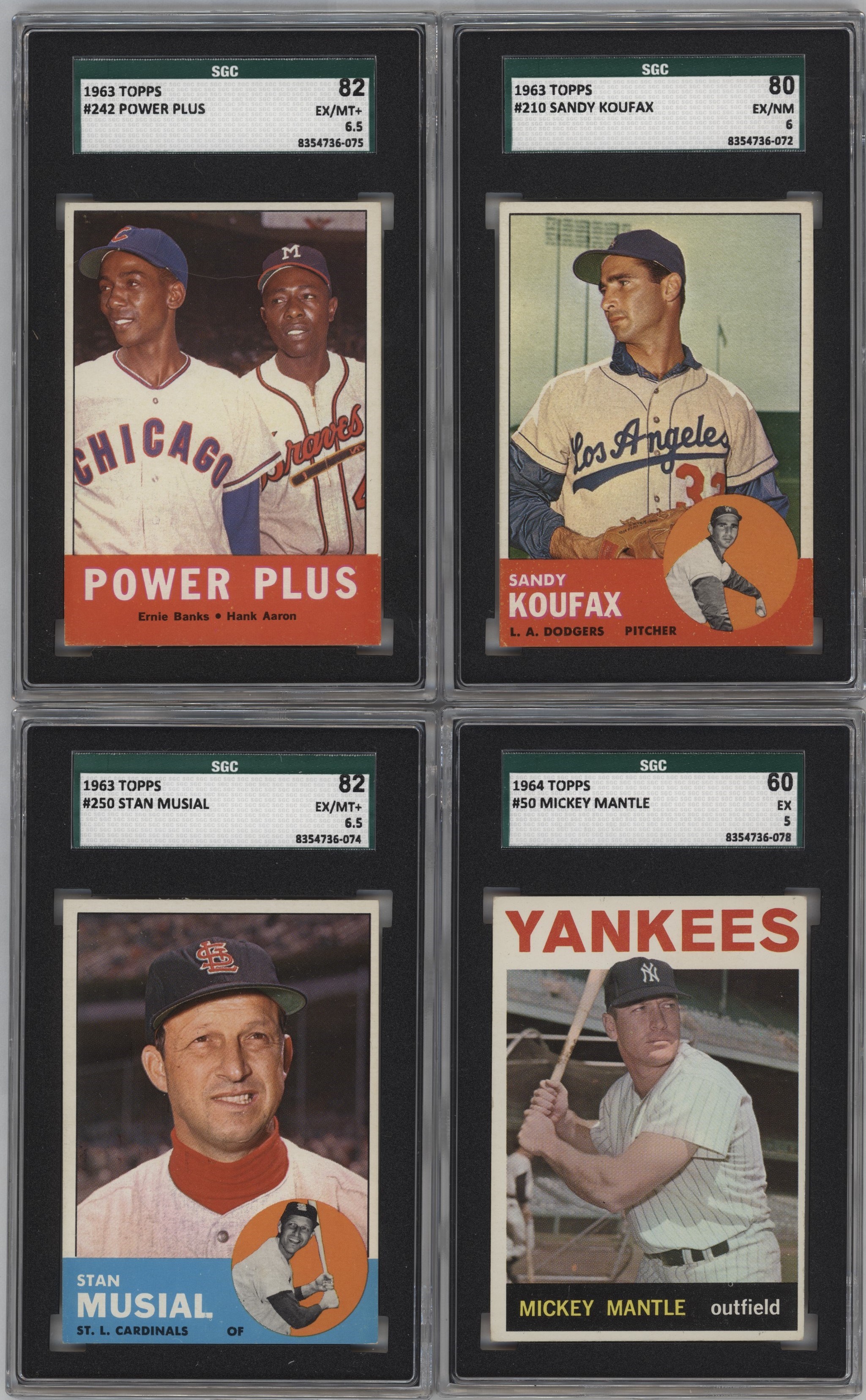 - 1963 and 1964 Topps Baseball Partial Sets w/(11) SGC Graded - Mantle, Koufax, Mays, Aaron (800+ Cards)