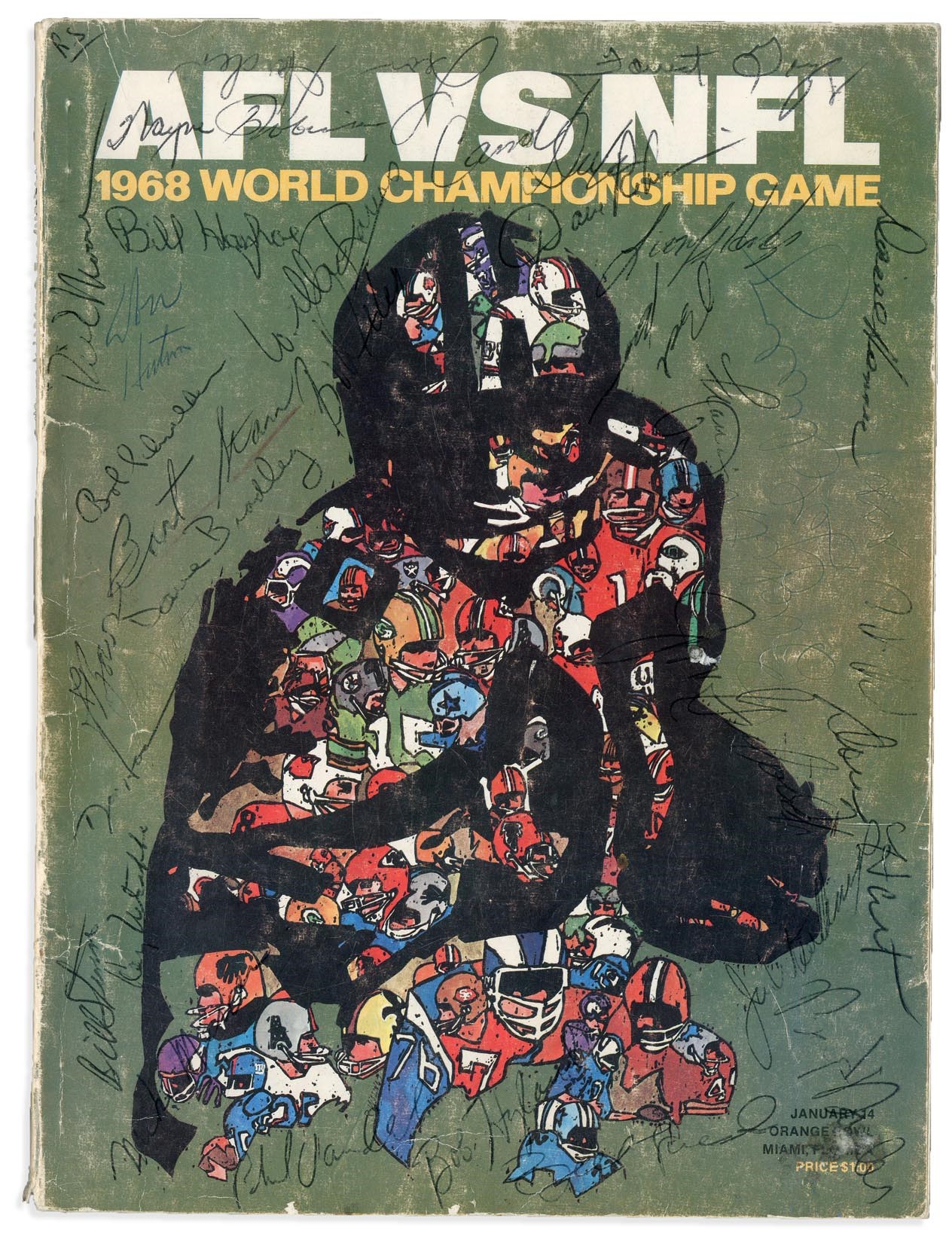 Football - 1968 Super Bowl II Vintage Signed Program (PSA)