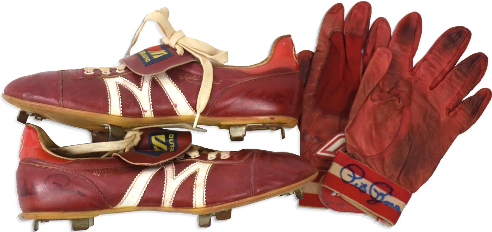 - Pete Rose Game Worn Cleats and Batting Gloves