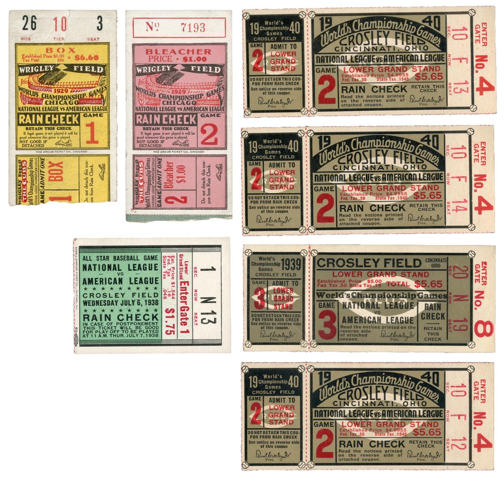 - 1920s-40s World Series & All-Star Game Ticket Collection (7)