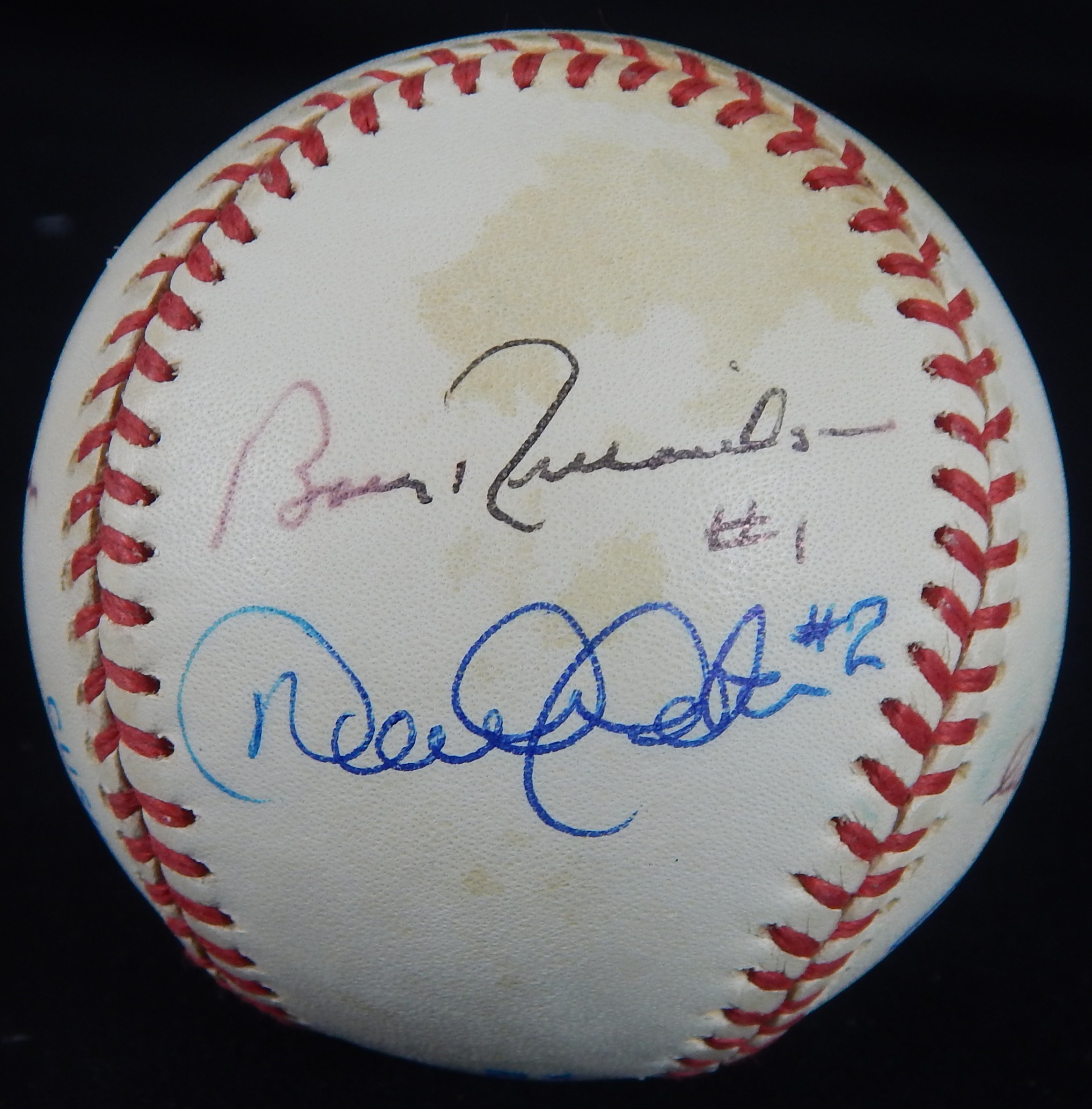 Yankees - Special NY Yankees Infielders Signed Baseball with "Derek Jeter #2" (Rookie Era)