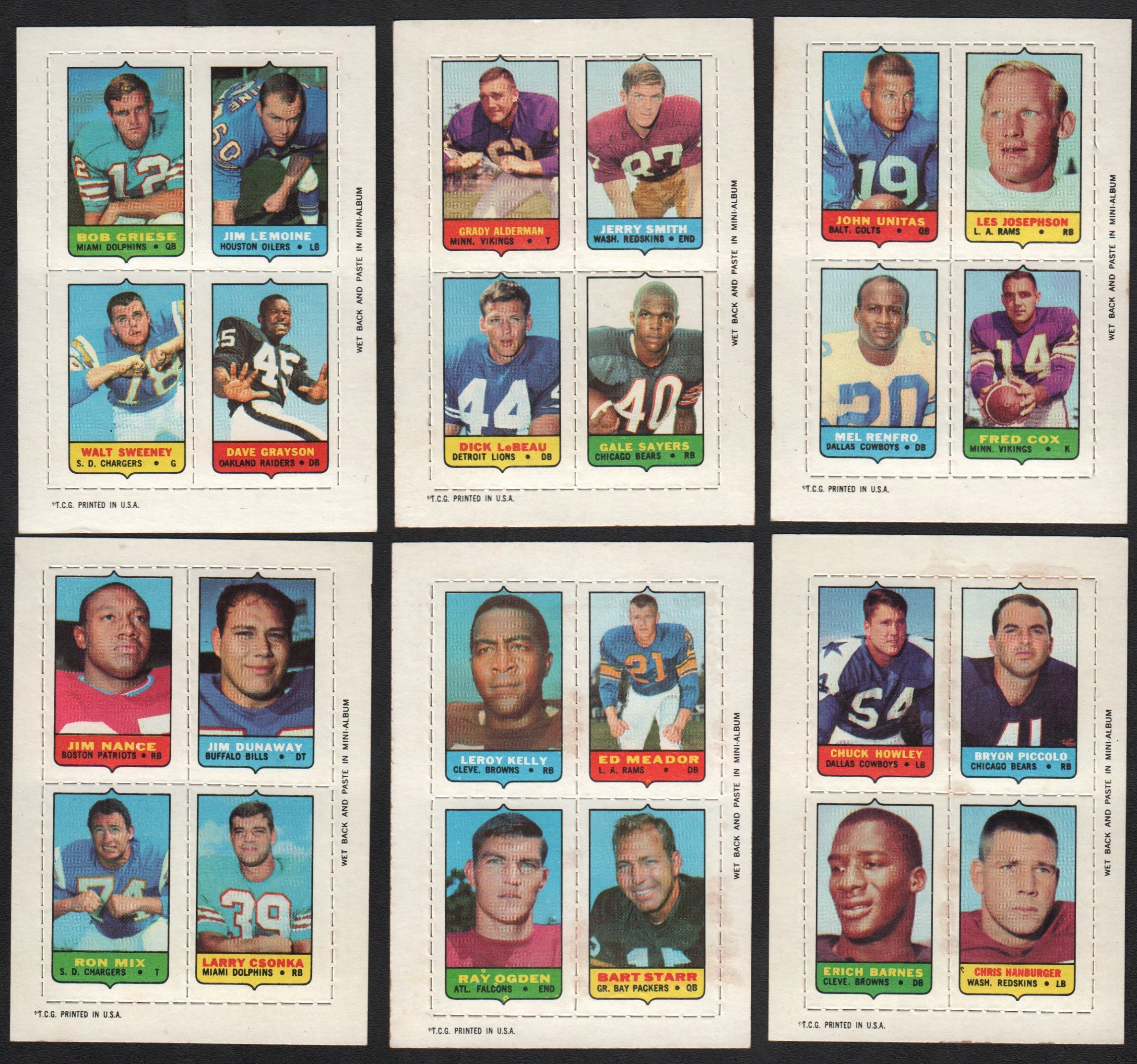 - 1969 Topps 4-in-1 Football Complete Set (66)