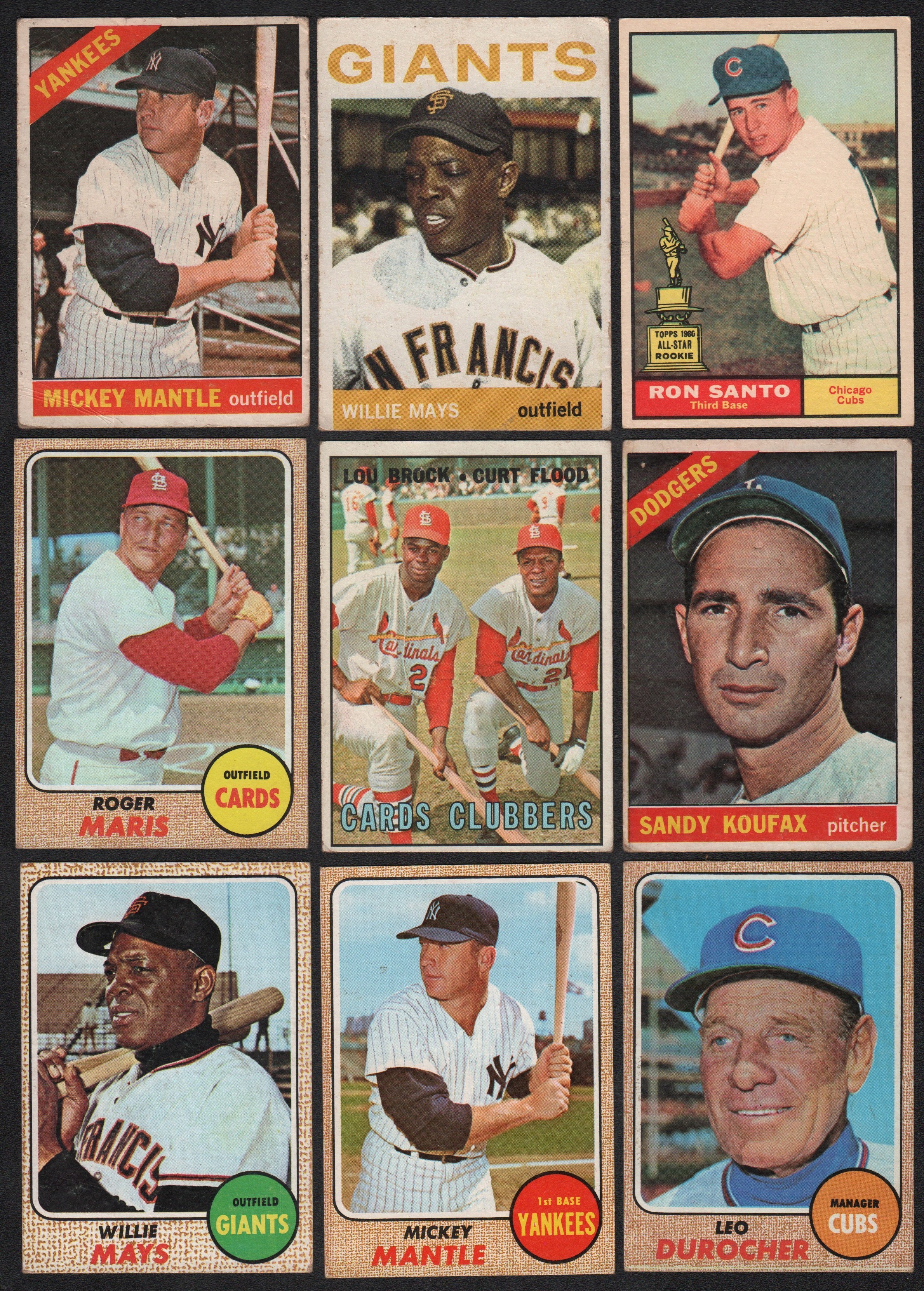 1960s Topps Hall of Fame Collection w/Mantle, Mays, Aaron, Koufax & Clemente (14)