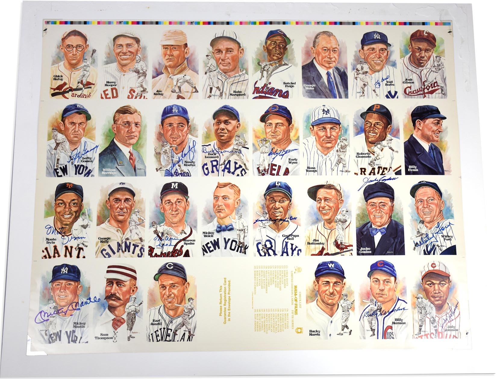 Baseball Autographs - 1980 Perez-Steele Hall of Fame Signed Uncut Sheet (JSA LOA)