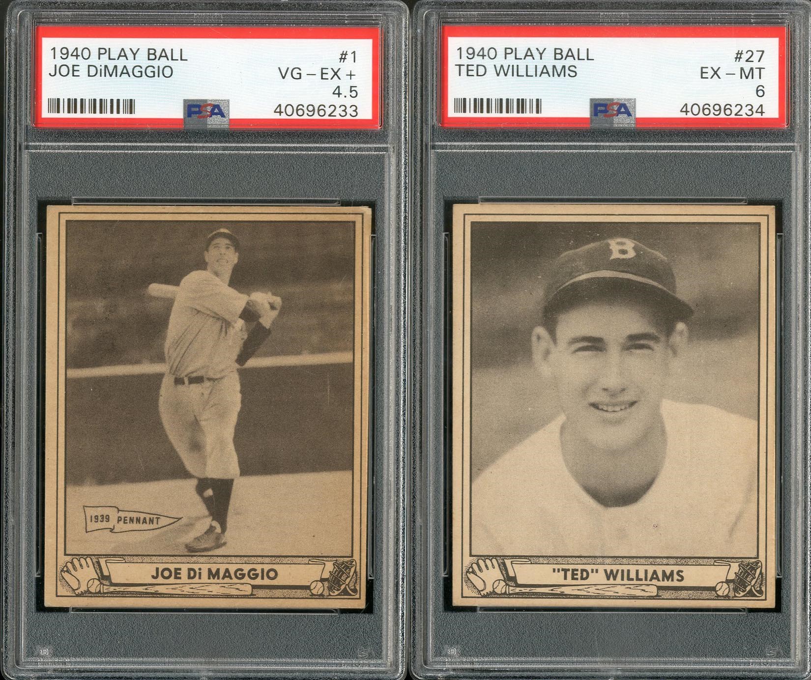 Baseball and Trading Cards - 1940 Play Ball Collection (69) with DiMaggio and Williams