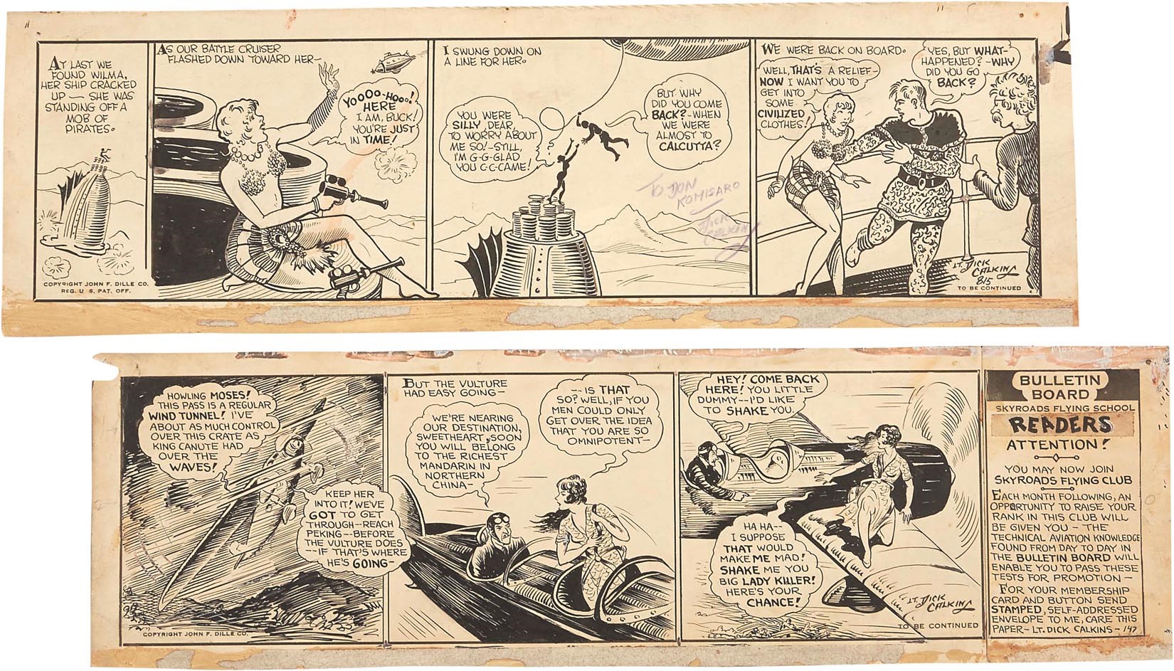Two 1930s Dick Calkins Dailys w/Buck Rogers (2)