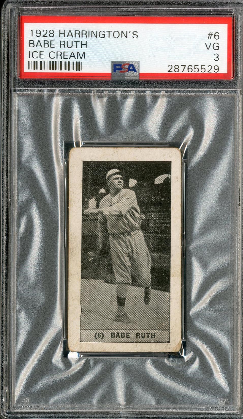 Baseball and Trading Cards - 1928 Harrington's Ice Cream #6 Babe Ruth - PSA VG 3