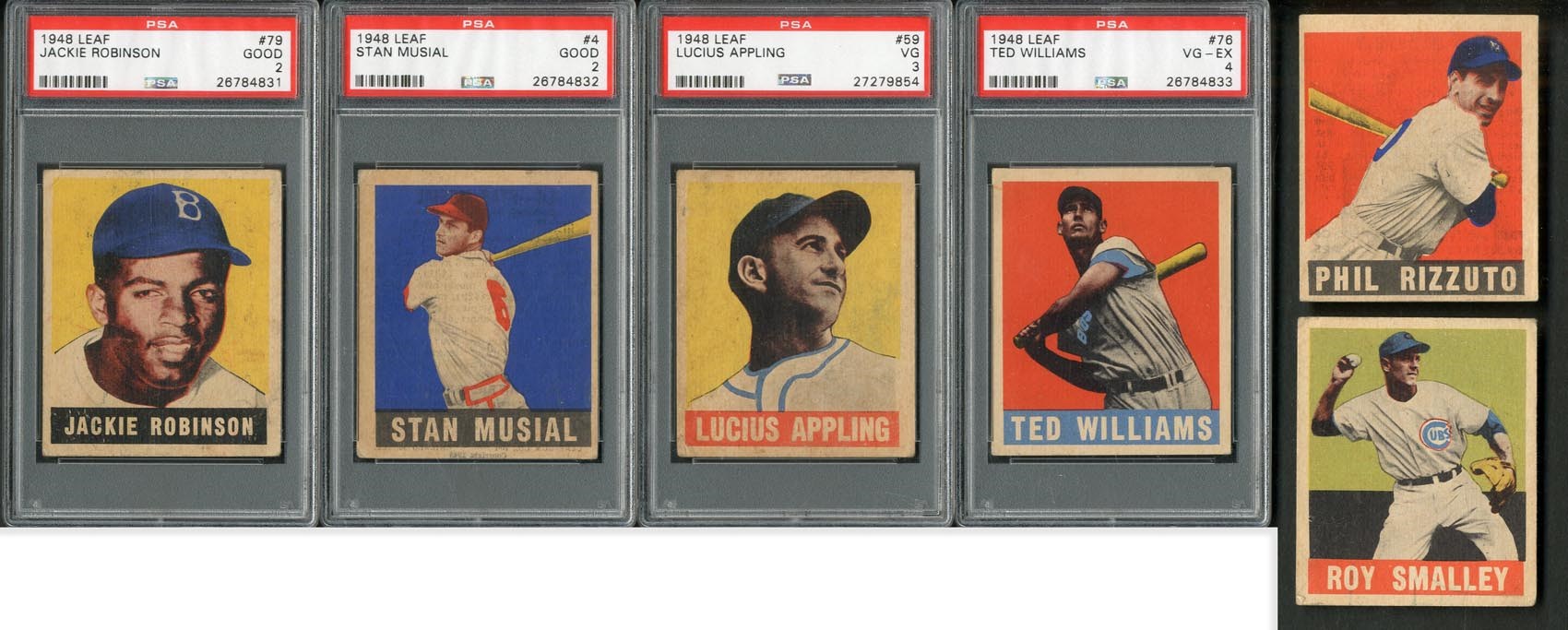 Baseball and Trading Cards - 1948 Leaf Collection with #79 Jackie Robinson RC (6)