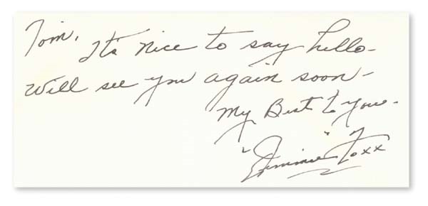 - Jimmie Foxx Handwritten Note