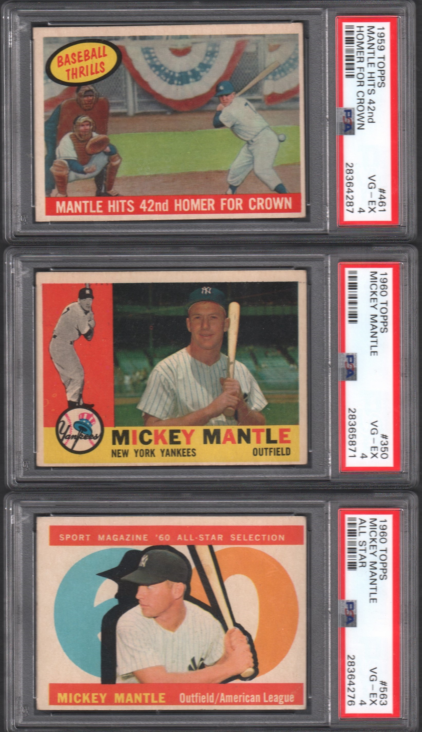 - 1958-60 Topps Mickey Mantle PSA Graded Card Collection (8)