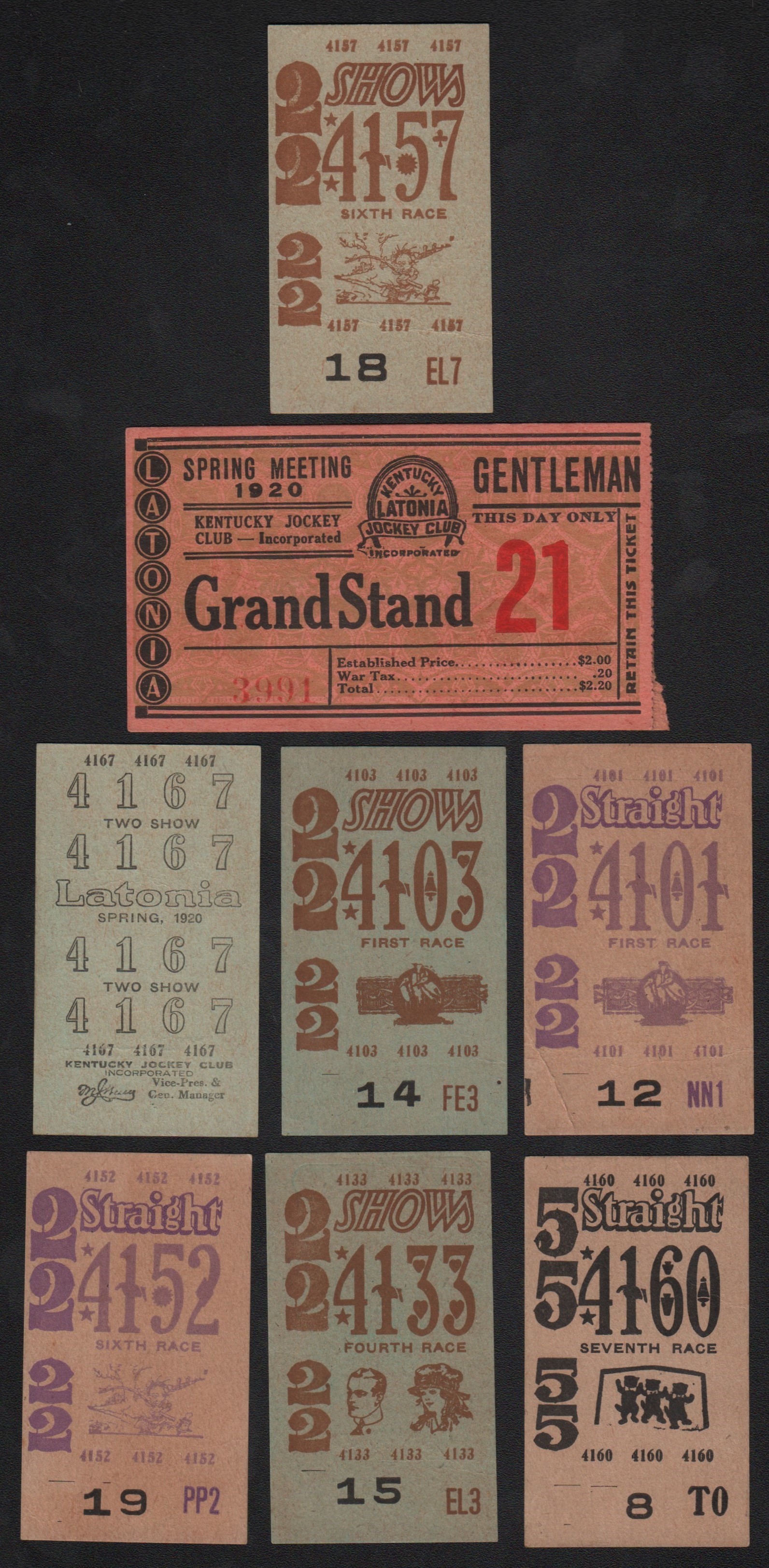 Horse Racing - 1920 Pari-Muteul Betting Tickets (8)