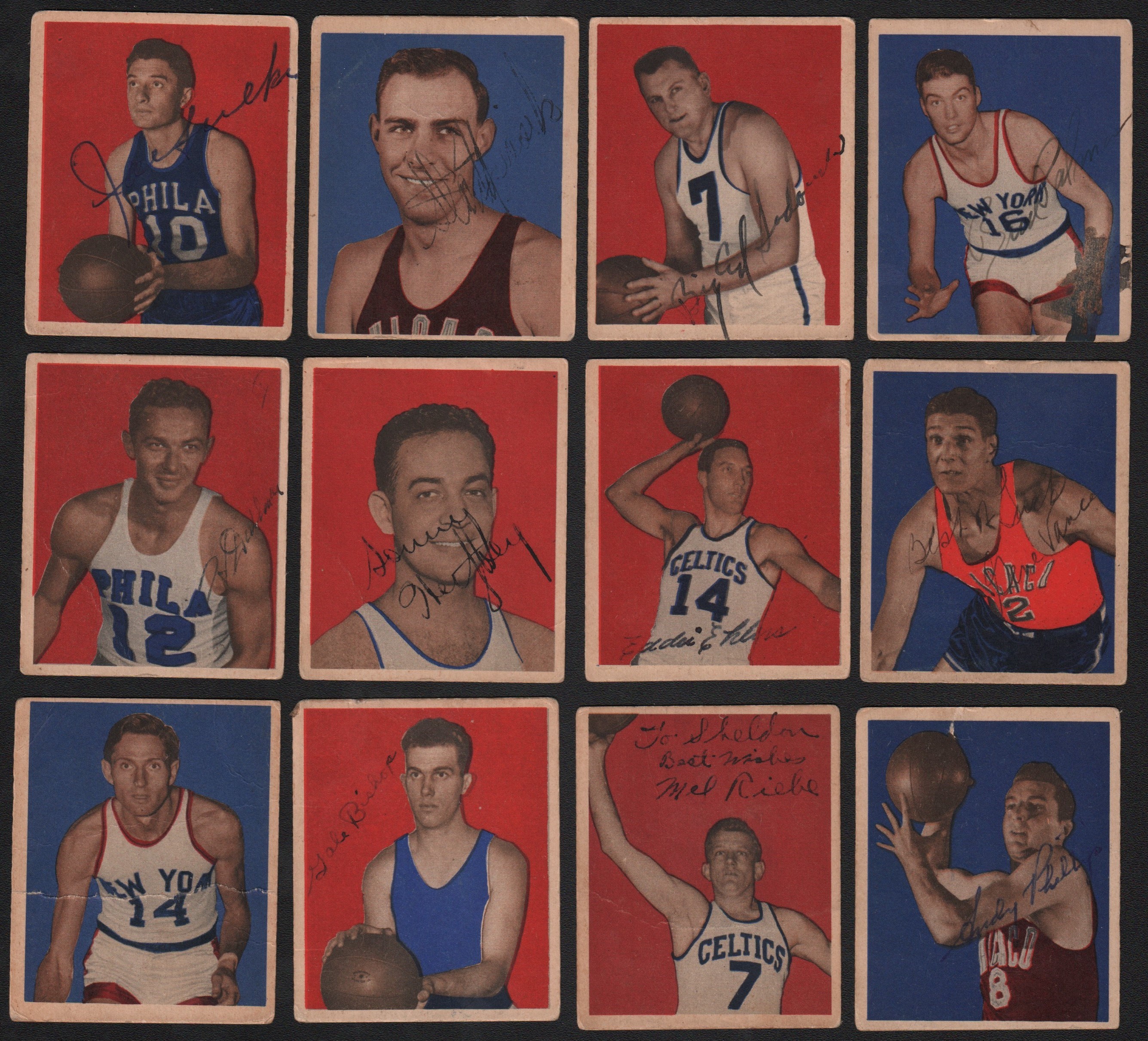 - 1948 Vintage Signed Bowman Basketball Cards (19)