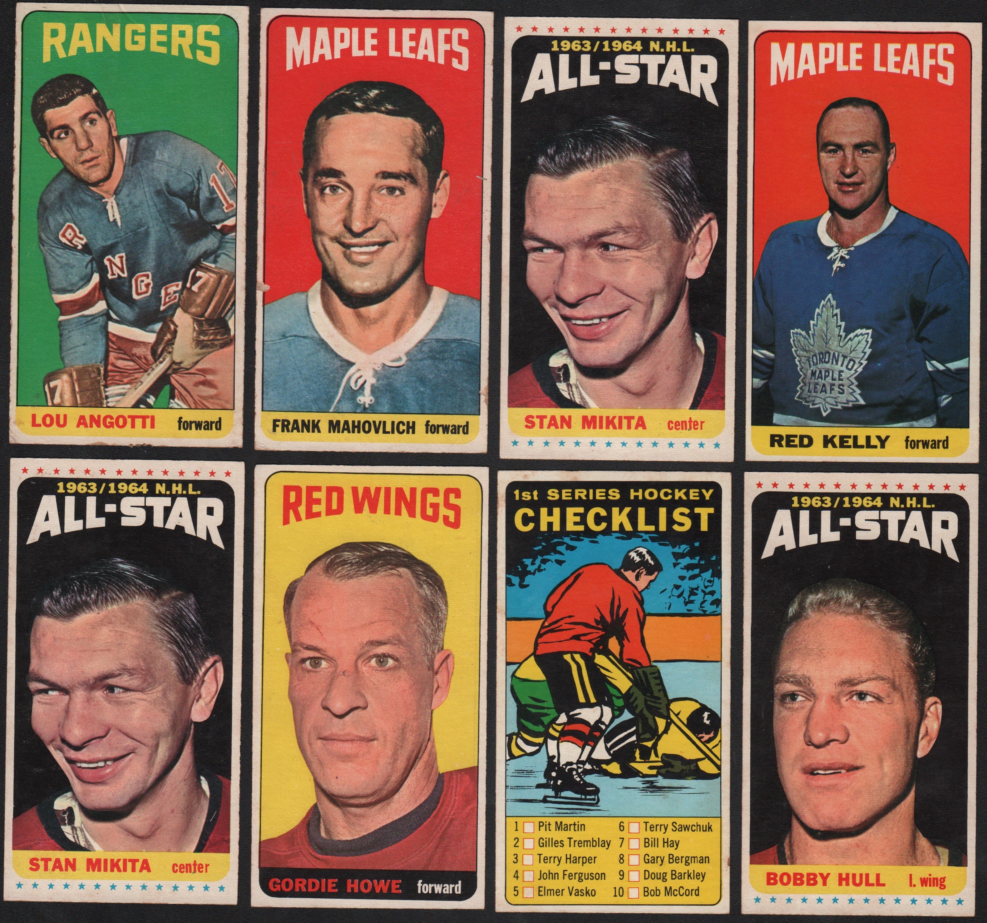 - 1964/65 Topps Hockey Cards with Gordie Howe (10)