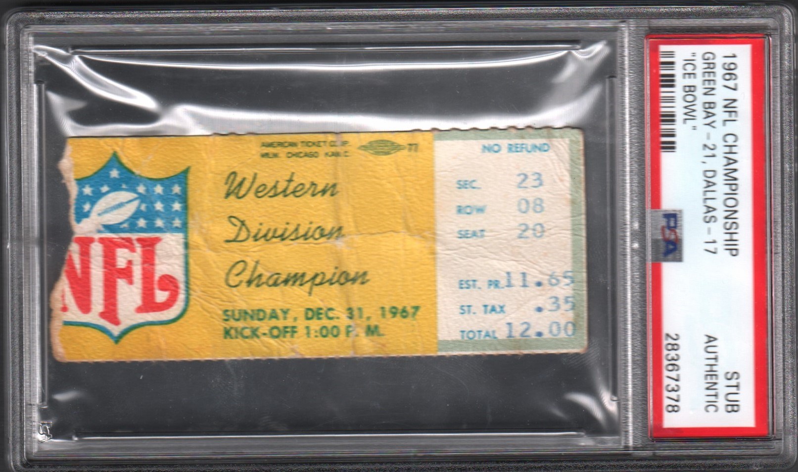 - 1967 Ice Bowl Ticket Stub