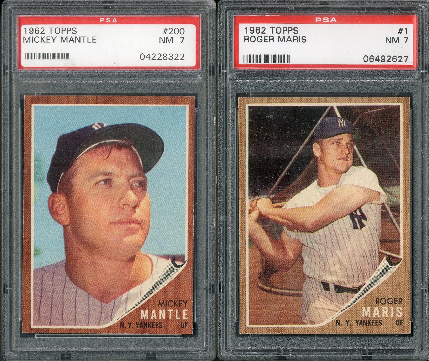 Baseball and Trading Cards - 1962 Topps Mickey Mantle & Roger Maris PSA NM 7's