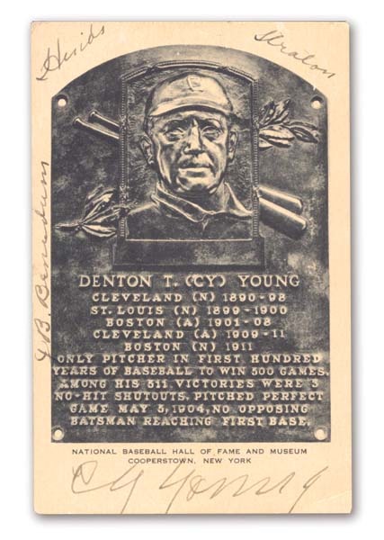 - Cy Young Signed Black & White Hall of Fame Plaque