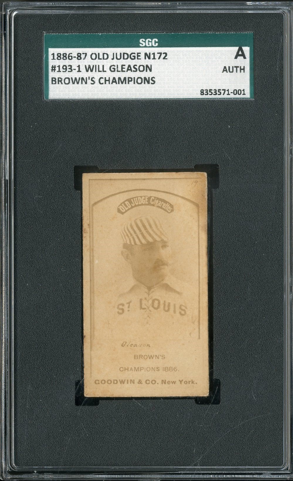 Baseball and Trading Cards - 1887 N172 Old Judge Kid Gleason (SGC Authentic)