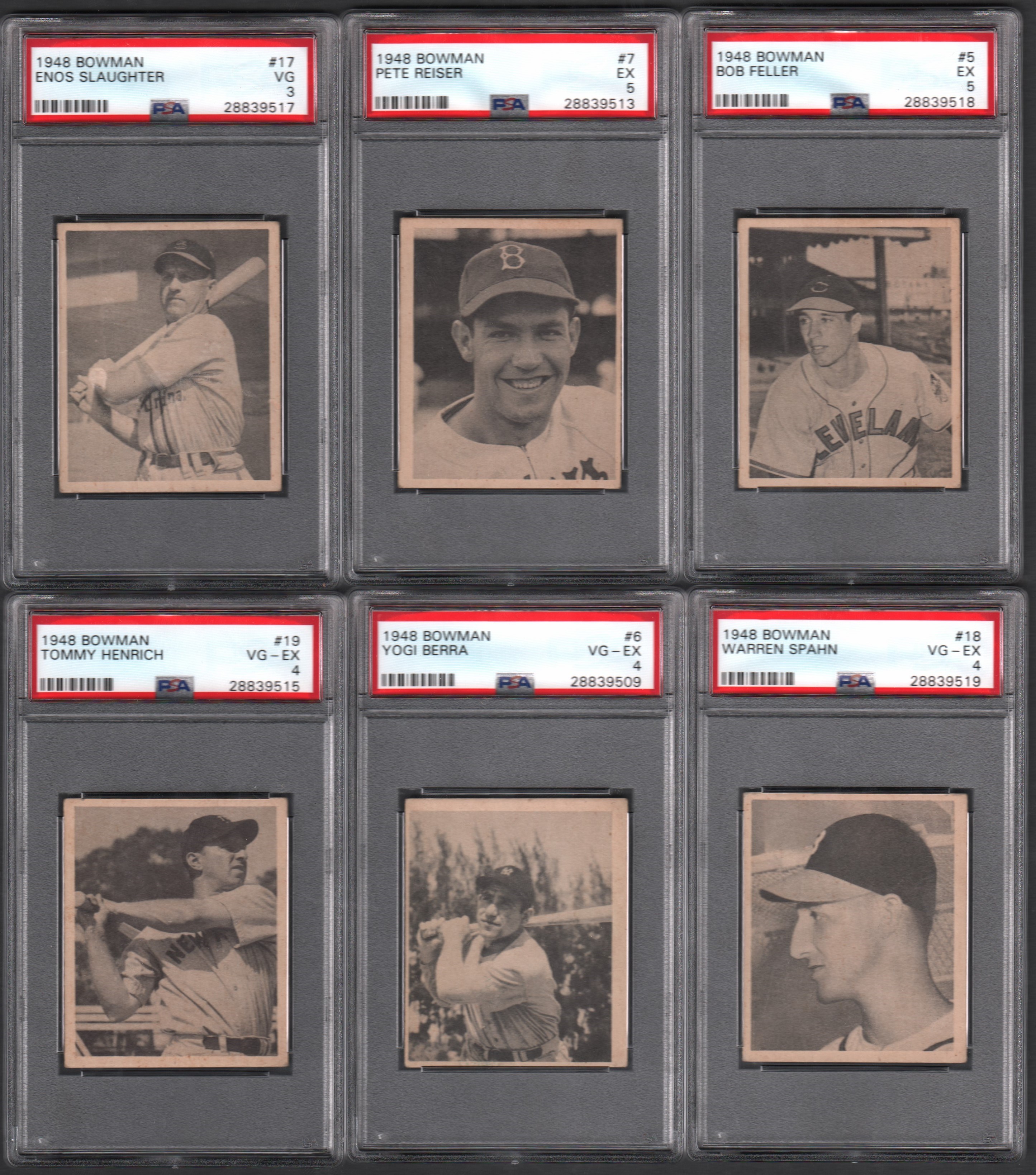 - 1948 Bowman PSA Graded Lot of (9) Cards with Berra/Feller Rookie Cards