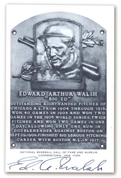 Sports Autographs - Ed Walsh Signed Black & White Hall of Fame Plaque