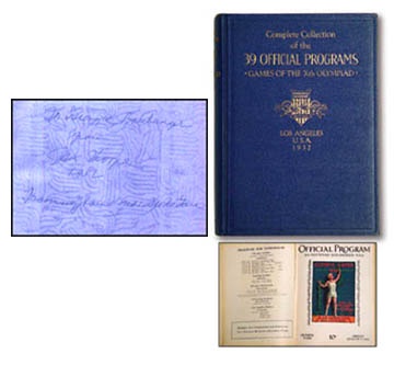 - 1932 Olympic Programs Bound Volume Signed by Jim Thorpe